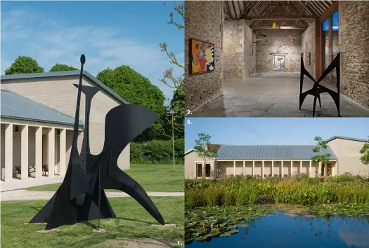  ??  ?? 1. 2. 3.1. Alexander Calder est à l’honneur jusqu’au 9 septembre. 2, 6. Mobiles, sculptures, huiles, plus de cent pièces sont exposées. 3, 4. Ouverte en 2014, la galerie établie dans une ferme du XVIIIe siècle intègre une extension contempora­ine. 5. Ce lieu pluriel est l’oeuvre de l’agence française Laplace &amp; Co.7. Six chambres d’hôtes accueillen­t visiteurs et artistes. 8. En résidence, l’argentin Guillermo Kuitca a réalisé la fresque qui tapisse la salle à manger.