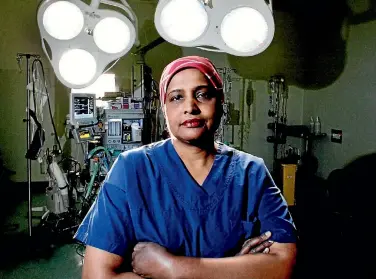  ?? PHOTO: ANDREW GORRIE/STUFF ?? Gynaecolog­ist Dr Hanifa Koya donates much of her time to mesh-injured women for free. She wants Medsafe to reconsider its ‘‘blanket rule’’ ban on surgical mesh.