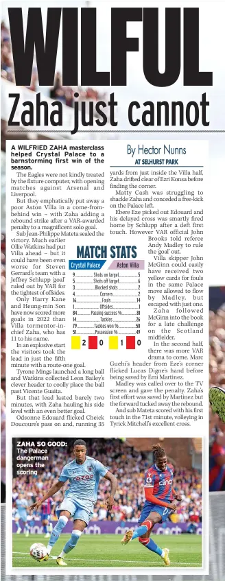  ?? ?? ZAHA SO GOOD: The Palace dangerman opens the scoring