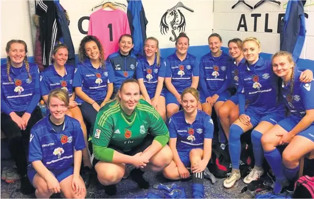  ??  ?? Amlwch Town Ladies in the dressing room before their 20-0 victory over Penrhyn Bay