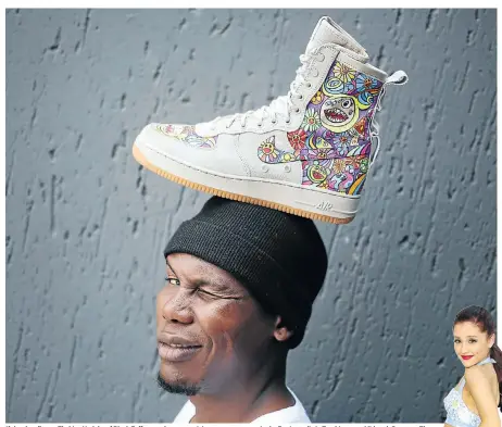  ?? Picture: Alaister Russell ?? If the shoe fits . . . Thabiso Hadebe of Black Faff, a sneaker customisin­g company, poses in the firm’s studio in Tembisa, near Midrand, Gauteng. The company is taking advantage of the booming sneaker culture and creating unique, colourful designs for its clients.