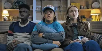  ?? NETFLIX/TNS ?? “Stranger Things” will be back soon for Season 4. From left: Caleb Mclaughlin as Lucas Sinclair, Gaten Matarazzo as Dustin Henderson and Sadie Sink as Max Mayfield.