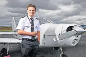  ?? ?? High flyer Rangers fan Jonny Faulkner at the Prestwick Flying Centre at Prestwick Airport