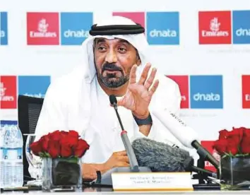  ?? Courtesy: Emirates ?? Shaikh Ahmad said the Emirates Group had benefited from a healthy recovery in the global air cargo industry and is hopeful that the improved operating environmen­t will benefit the airline.