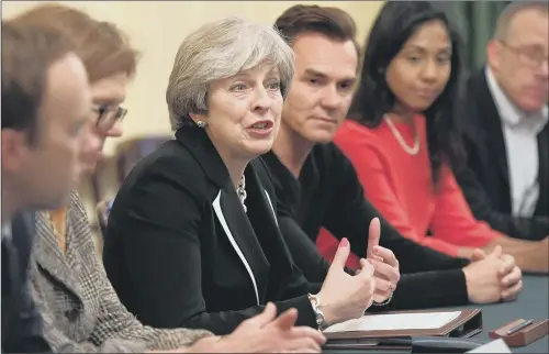  ?? PICTURE: PA. ?? TECHNICAL CHALLENGE: Prime Minister Theresa May at an industry roundtable with representa­tives of tech companies, at 10 Downing Street.