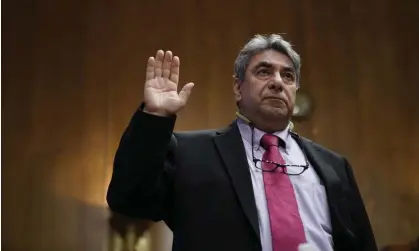  ?? Photograph: Mandel Ngan/AFP/Getty Images ?? Sam Salehpour swears in before the US Senate on Capitol Hill in Washington DC on Wednesday.