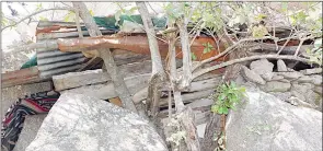  ?? ?? The cave which was turned into a shelter by the orphan who has lived in it for six years, until he was rescued recently.