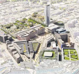  ??  ?? > An artist’s impression of the Smithfield developmen­t at the Wholesale Markets