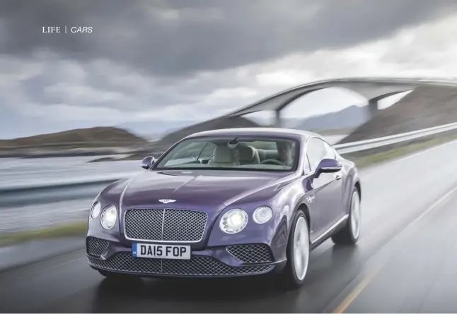  ??  ?? GOOD LOOKS The new Bentley Continenta­l GT carves up the famous Atlantic Road; its front styling lends the illusion of a slimmer front profile