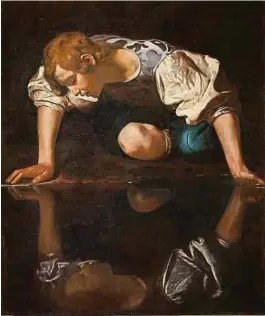  ?? Photo: Scala ?? La peinture Narcisse (1597-1599) est découverte et vue par Jacques Lacan à Rome en 1970. Il ne la commentera pas dans ses séminaires, mais son sujet fascinera nombre d’artistes et de psychanaly­stes à travers les époques. Caravage (1571-1610): Narcisse, Rome Galleria Nazionale d'Arte Antica.