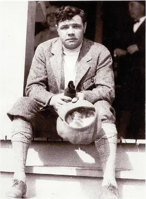  ?? Photo courtesy of the Garland County Historical Society ?? ■ Major League legend Babe Ruth sits on the steps of the Hot Springs Country Club during one of his many stays in the Spa City.