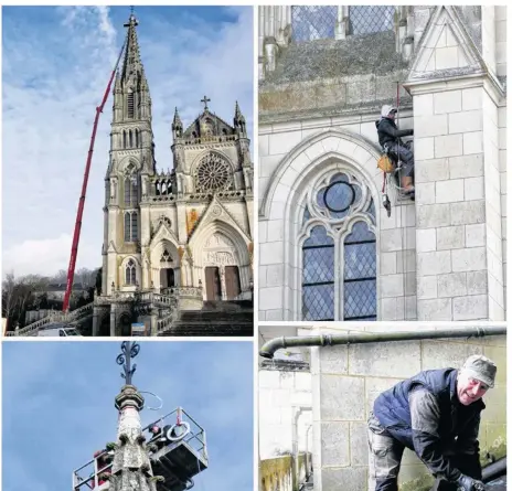  ??  ?? Les travaux à la basilique ont débuté la semaine passée avec la venue de cordistes.