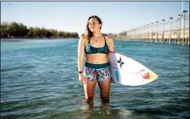  ?? (AP/Noah Berger) ?? Surfer Carissa Moore of the United States stands for a portrait June 15 at Surf Ranch after practicing for a World Surf League competitio­n in Lemoore.