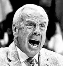  ?? JARED C. TILTON/GETTY ?? North Carolina is barely above .500 this season under longtime coach Roy Williams.