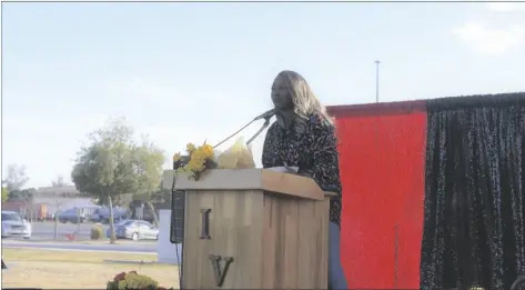  ?? ELIZABETH MAYORAL CORPUS PHOTO ?? Guest speaker Aeriamique Blake gives an address during the Black History Month event on Friday, February 24, at Imperial Valley College in Imperial.