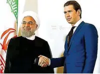  ??  ?? Präsident Hassan Rouhani wurde auch von Kanzler Sebastian Kurz empfangen.