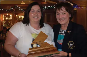  ??  ?? Sorcha Howell, Courtown ladies’ golfer of the year, with lady Captain Eileen Cullen.