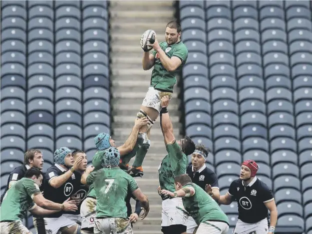  ??  ?? 0 Ireland dominated the lineout during their 27-24 win over Scotland at Murrayfiel­d, with the home team winning only two of eight over the course of a see-saw 80 minutes