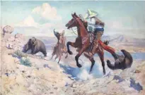  ??  ?? William Herbert “Buck” Dunton (1878-1936), Mexican Vaqueros roping Brown Bears (Hacienda San Jose de Babicora, Mexico), ca. 1910, oil on board, 33½ x 50½” Estimate: $300/500,000