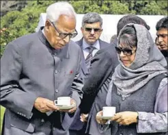  ?? PTI FILE ?? The government’s priority is to ensure security for the Amarnath yatra as militancy in south Kashmir has increased in recent months. Governor NN Vohra (left), as head of the Shri Amarnath Shrine Board, has been successful­ly organising it.
