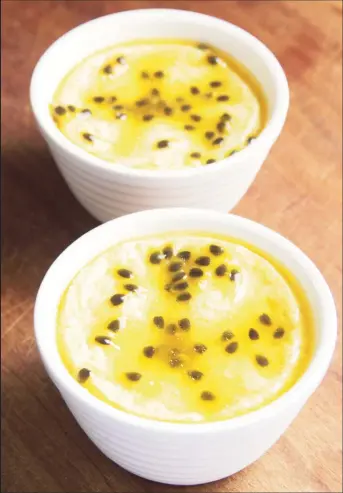  ?? (Photo by Cynthia Nelson) ?? Steamed Custard with Passion Fruit Sauce