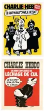  ??  ?? Irrévérenc­e.
En haut, le 7 février 2007, alors que s’ouvre le « procès des caricature­s ».
En bas, la une du 29 octobre 1973.