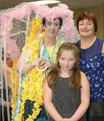  ??  ?? Donna and Nadine Farrell and Mary Sheehan at the Junk Kouture fashion event at CWCW, Enniscorth­y on Thursday.