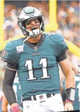  ?? TODAY SPORTS ERIC HARTLINE/ USA ?? Eagles quarterbac­k Carson Wentz has thrown a league- leading 23 touchdown passes this season and has become an MVP contender in his second year as a pro.