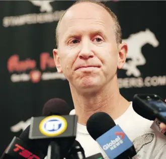  ?? LEAH HENNEL ?? Head coach Dave Dickenson says he isn’t focused on avenging back-to-back Grey Cup losses.