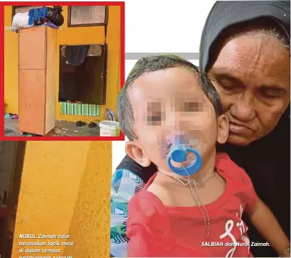  ??  ?? BILIK kecil tempat meletak sampah dijadikan bilik tempat tidur Salbiah dan Nurul Zaimah.
SALBIAH dan Nurul Zaimah.