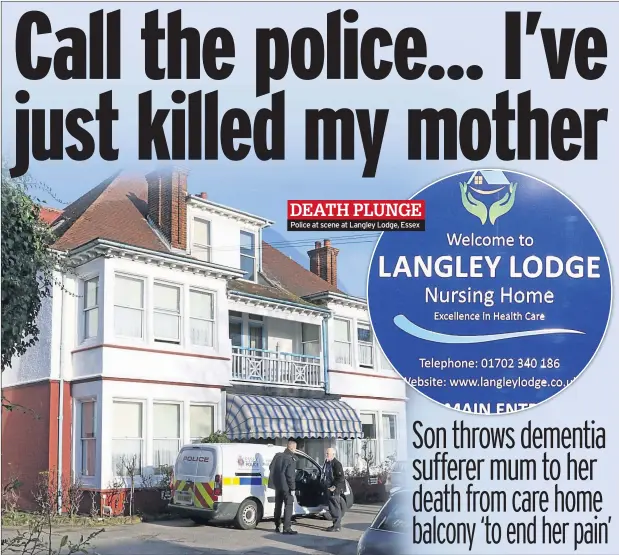  ??  ?? DEATH PLUNGE Police at scene at Langley Lodge, Essex