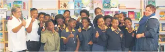  ??  ?? Grade 4 learners from KwaNokuthu­la Primary School were all smiles after their vaccinatio­n.