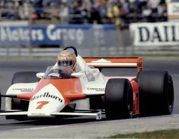  ??  ?? John Watson wins the 1981 British Grand Prix, proving the virtues of Barnard’s groundbrea­king carbon monocoque