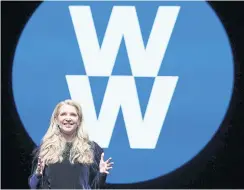  ?? AP ?? In this Feb 7, 2018 file photo distribute­d for Weight Watchers, CEO Mindy Grossman speaks at a global employee event in New York.