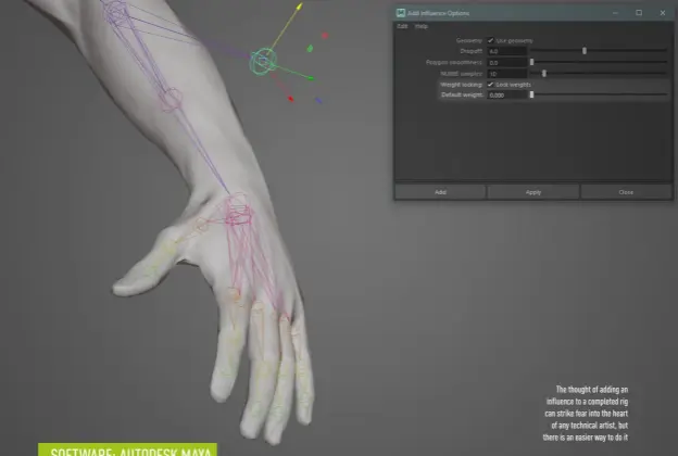  ?? ?? The thought of adding an influence to a completed rig can strike fear into the heart of any technical artist, but there is an easier way to do it