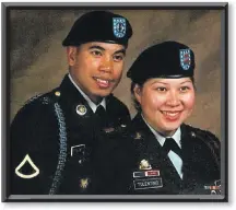  ?? Courtesy photo ?? (Above) Marlon and Josette Tolentino Army photo. (Top center) Josette’s Army Achievemen­t Medal. (Far left) Josette on Supply Convoy.