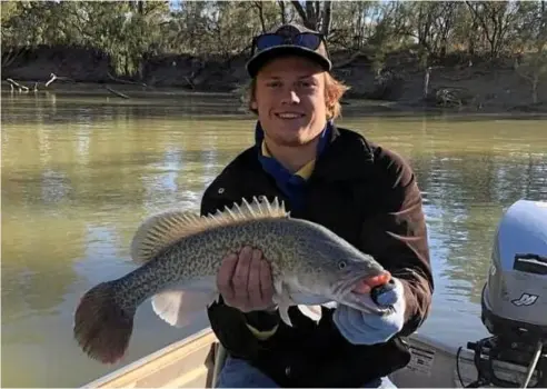  ?? Photo: Contribute­d ?? NICE CATCH: Jake Moon hauled a great sized murray cod caught during a recent trip.