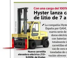  ??  ?? Nueva carretilla elevadora eléctrica J7.0– 9.0XNL de Hyster.