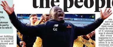  ?? GETTY IMAGES ?? Party time: Maidstone boss George Elokobi celebrates