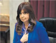  ?? AFP ?? El 1 de setiembre, la vicepresid­enta argentina estuvo cerca de morir.