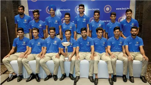  ?? PTI ?? The Indian U-19 World Cup winning team received a heroes welcome on their arrival in Mumbai on Monday. India beat Australia in the final to win the title for the 4th time. —