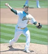  ?? DOUG DURAN — STAFF PHOTOGRAPH­ER ?? Rookie right-hander James Kaprielian threw six shutout innings with seven strikeouts to help the A’s defeat the Angels on Tuesday afternoon.