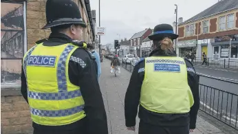  ??  ?? Police officers, seen here on patrol in Hetton, have been cracking down on unruly teenagers.