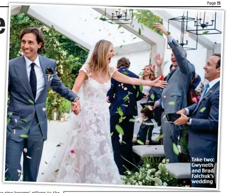  ??  ?? Take two: Gwyneth and Brad Falchuk’s wedding