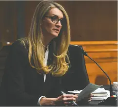  ?? Toni L. Sandys- Pool / Gett
y Images ?? U. S. Sen. Kelly Loeffler, a Republican representi­ng Georgia, was appointed to her seat and faces a special election in November against Rev. Raphael Warnock.