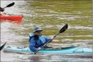  ?? MARIAN DENNIS – DIGITAL FIRST MEDIA ?? Paddlers in the Schuylkill River Sojourn made their way from Pottstown to Royersford Wednesday as part of the fifth day of the journey. Later, paddlers would take to the water again to make their way to Mont Clare Lock 60.