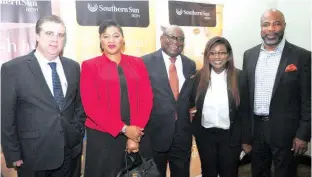  ??  ?? GM Southern Sun Ikoyi, Mark Loxley (left); Corporate Sales Executive, Kenya Airways, Grace Abiaziem-kayode; Group MD, SO&U, Udeme Ufot; Sales and Marketing Manager, Southern Sun Ikoyi, Ubong Nseobot and Trade Manager Nigeria (Sierra Leone & Liberia),...