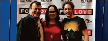  ?? CITIZEN STAFF PHOTO ?? Executive producer Warner Adam, left, stands with cowriters Mary Teegee and director Matt Smiley at the For Love premiere in Prince George.