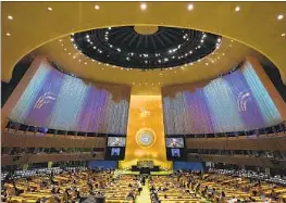  ?? Frank Franklin II Associated Press ?? AT THE “Summit of the Future,” United Nations members on Sunday adopted a pact to jointly tackle challenges including climate change, AI, conf lict and poverty.