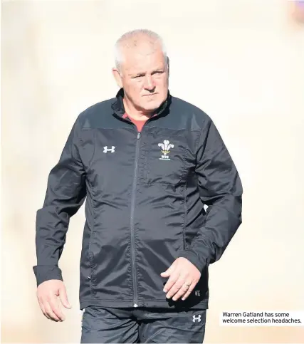  ??  ?? Warren Gatland has some welcome selection headaches.